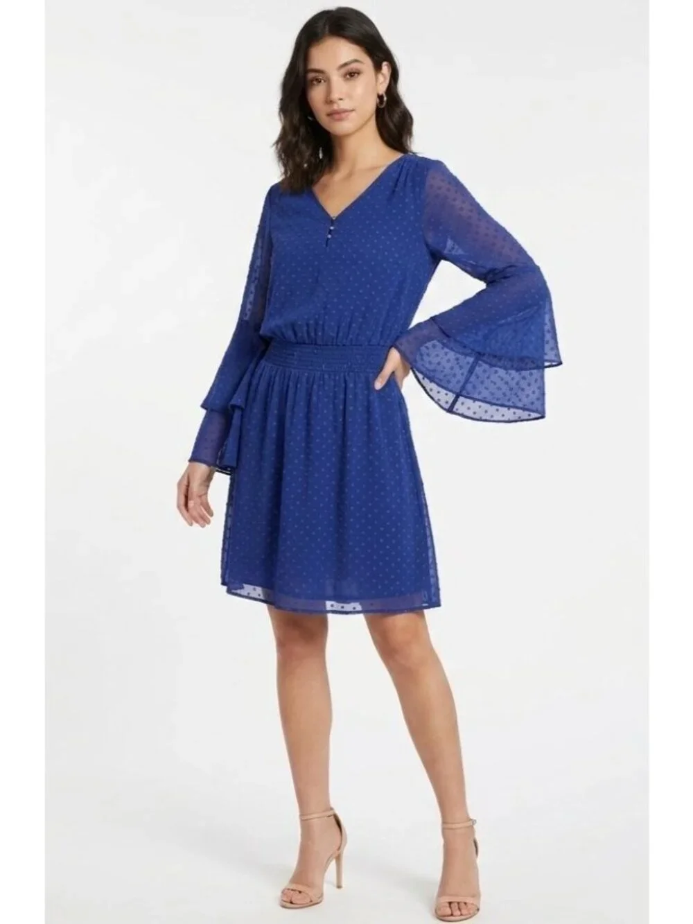 Women's - White House Black Market Royal Blue Bell Sleeve Dress, Size 2